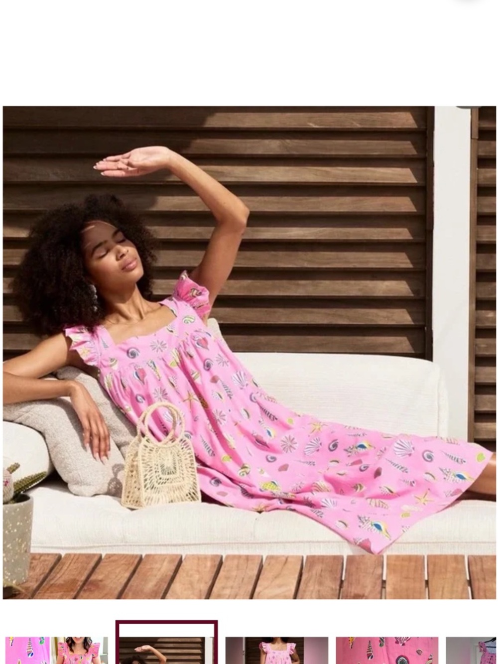 NWT PRINTFRESH Organic Cotton Beachcomber - Shoreline Dress | Neon Bubblegum - Picture 3 of 5